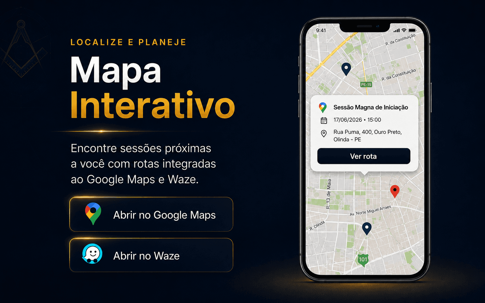 Mapa interativo da Agenda Maçônica
